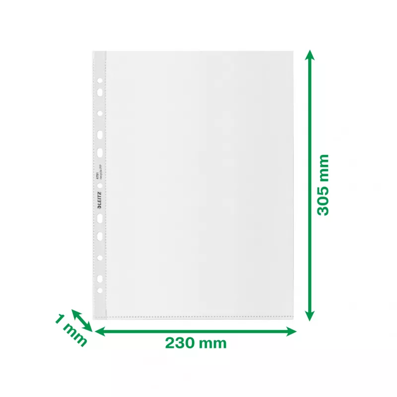 Leitz Recycle A4 Pocket, 210 x 297 mm (A4), trasparente, polipropilene (PP), verticale, 0,1 mm, 230 mm