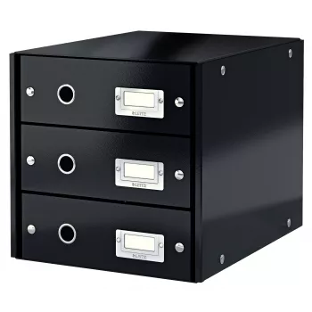 Leitz Click & Store WOW cassettiera (3 cassetti), nero, cartone, 286 mm, 358 mm, 282 mm, 2,21 kg