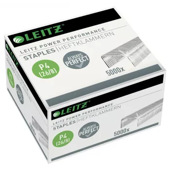 Leitz punti Power Performance P4 26/8 scatola da 5000 pezzi, confezione di punti, 26/8, 8 mm, 100 punti, fissaggio, 26/8