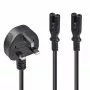 Lindy 2,5 m cavo prolunga con spina UK tipo G a 2x IEC C7 splitter, nero