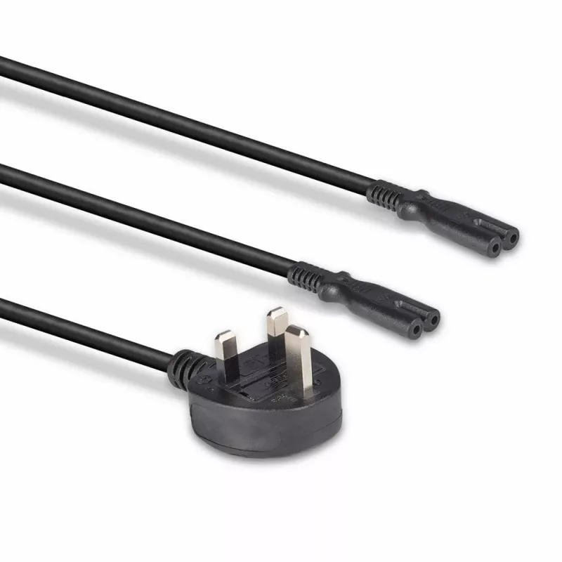 Lindy 2,5 m cavo prolunga con spina UK tipo G a 2x IEC C7 splitter, nero