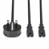 Lindy 2,5 m cavo prolunga con spina UK tipo G a 2x IEC C7 splitter, nero