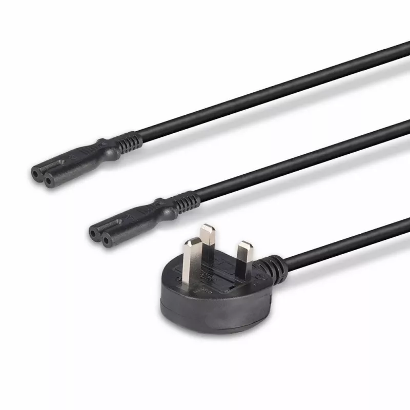 Lindy 2,5 m cavo prolunga con spina UK tipo G a 2x IEC C7 splitter, nero