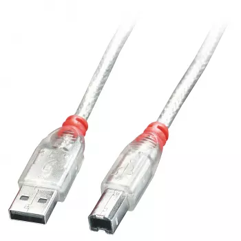 Lindy 0,5 m cavo USB 2.0 - Type-A a B, trasparente, 0,5 m, USB A, USB B, USB 2.0, 0,48 Gbit/s, trasparente