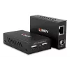 Lindy 100 m extender USB 2.0 Cat. 6 2 porte, trasmettitore e ricevitore AV, 100 m, con filo, nero