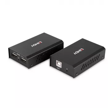 Lindy 100 m extender USB 2.0 Cat. 6 2 porte, trasmettitore e ricevitore AV, 100 m, con filo, nero