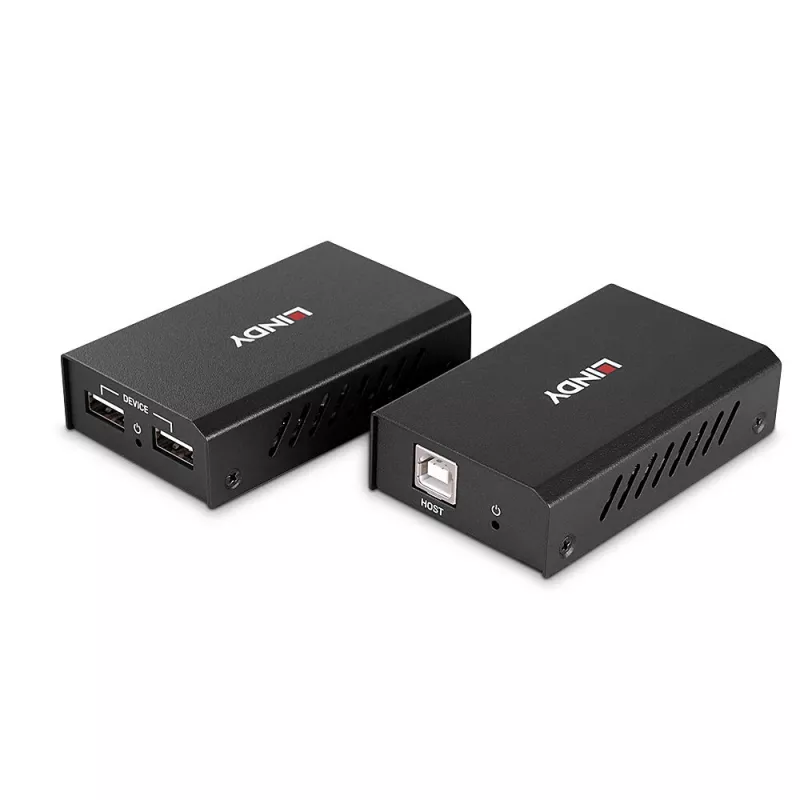 Lindy 100 m extender USB 2.0 Cat. 6 2 porte, trasmettitore e ricevitore AV, 100 m, con filo, nero