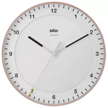 Orologio da parete BRAUN BC 17 PW DCF — orologio radiocontrollato DCF analogico, rosa e bianco