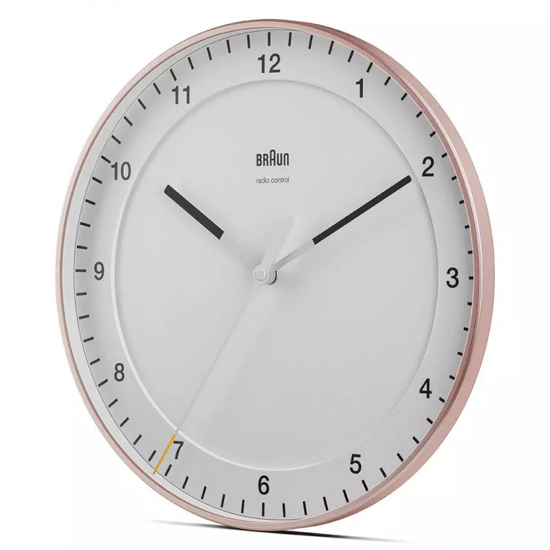 Orologio da parete BRAUN BC 17 PW DCF — orologio radiocontrollato DCF analogico, rosa e bianco