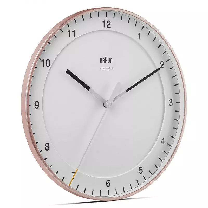 Orologio da parete BRAUN BC 17 PW DCF — orologio radiocontrollato DCF analogico, rosa e bianco