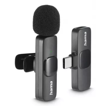 Hama microfono lavalier wireless smart nero