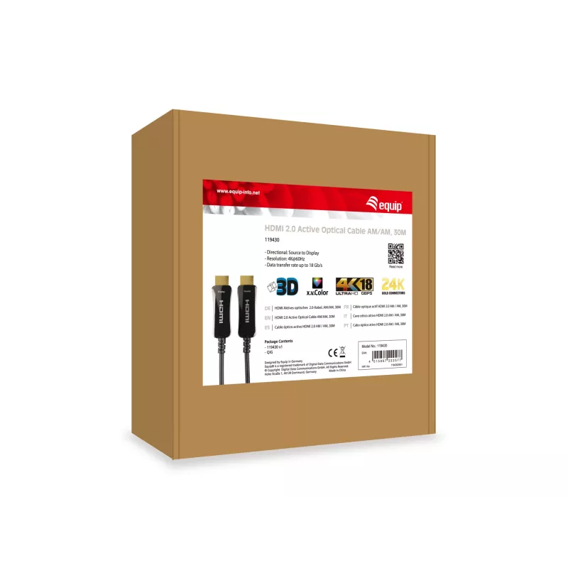 Cavo HDMI Equip HDMI 2.0 attivo ottico M/M 30 m
