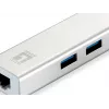 LevelOne adattatore di rete Gigabit USB, hub USB, cablato, USB, Ethernet, 1000 Mbit/s, argento, bianco