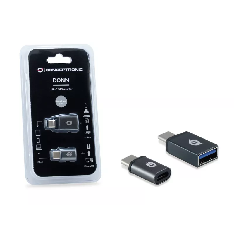 Conceptronic DONN04G adattatore OTG USB-C a USB A/MicroB confezione da 2, 10 Gbit/s (C-A), 480 Mbit/s (C-MicroUSB)