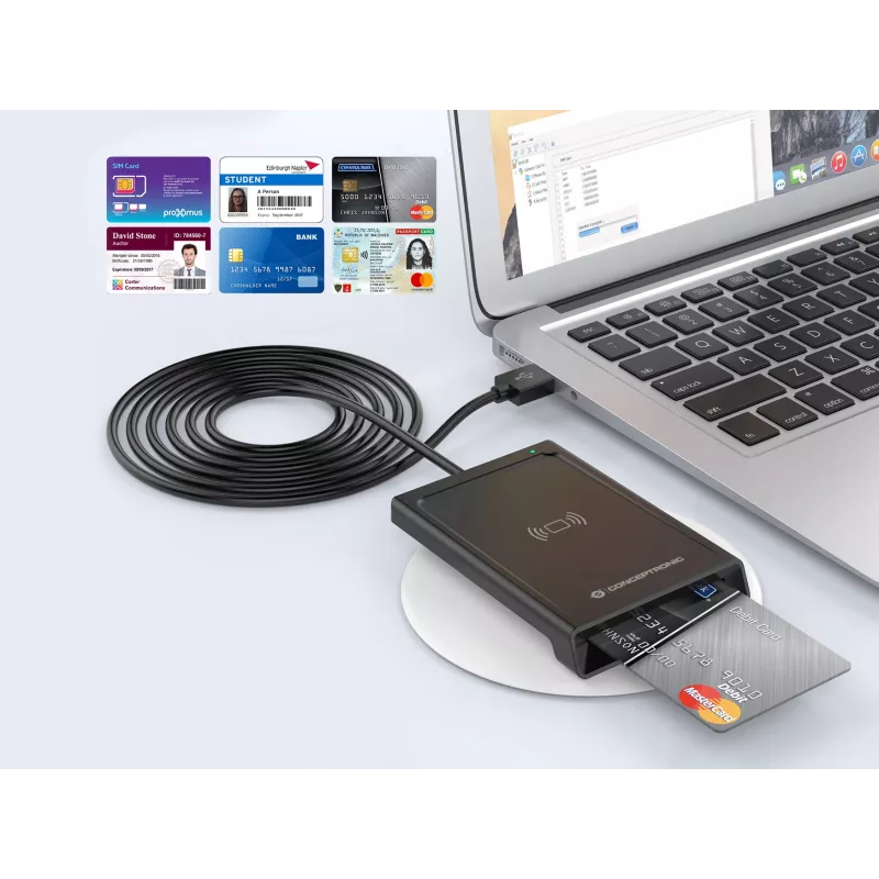 Conceptronic BIAN11B lettore di smart card dual-interface, USB 2.0, Near Field Communication (NFC), 1 m, nero, 100 g