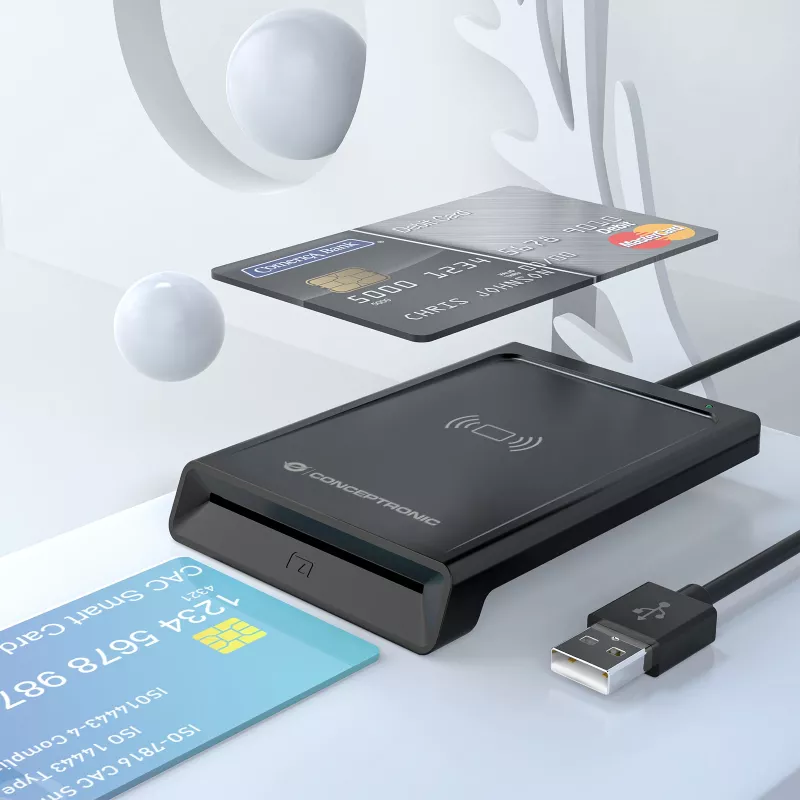 Conceptronic BIAN11B lettore di smart card dual-interface, USB 2.0, Near Field Communication (NFC), 1 m, nero, 100 g