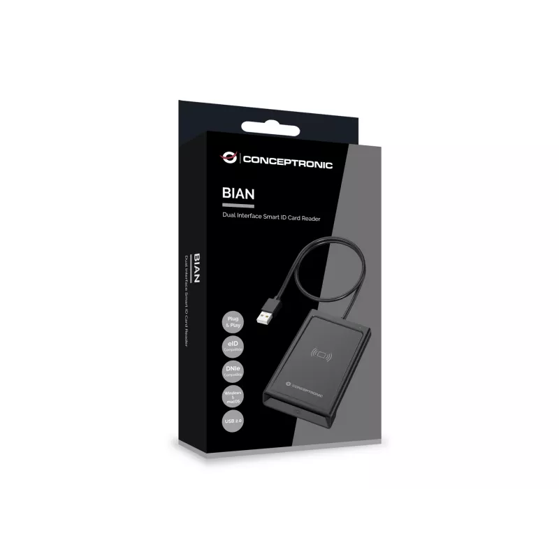 Conceptronic BIAN11B lettore di smart card dual-interface, USB 2.0, Near Field Communication (NFC), 1 m, nero, 100 g
