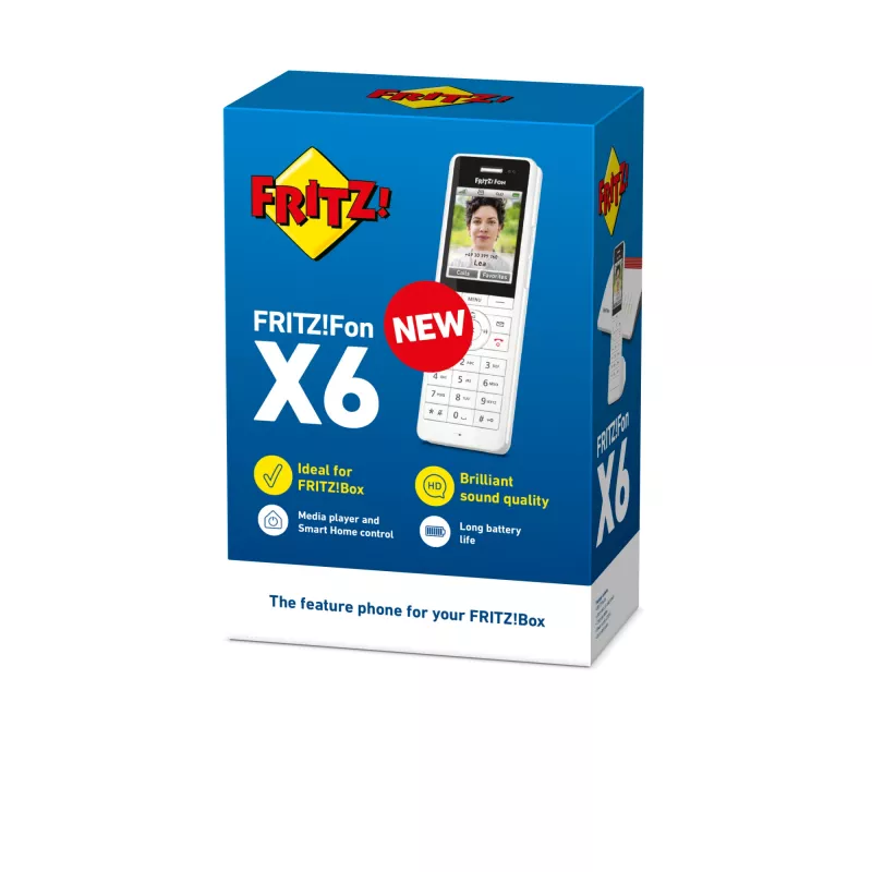 Telefono cordless DECT FRITZ X6 bianco International — vivavoce, segreteria telefonica, rubrica da 100 voci