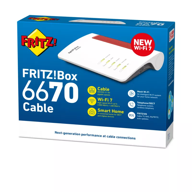 FRITZ!Box 6670 Kabel Edition International router Wi-Fi 2,5 Gigabit Ethernet dualband (2,4 GHz / 5 GHz) rosso, bianco