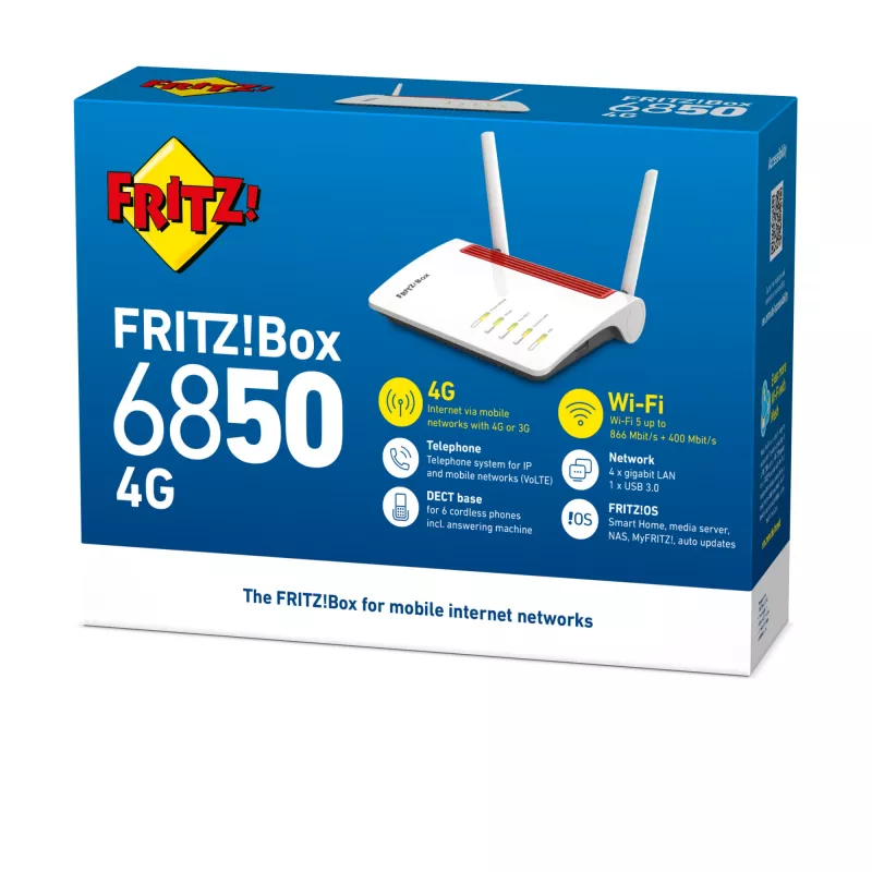Box FRITZ 6850 4G International router WLAN Gigabit Ethernet dual band (2,4 GHz / 5 GHz) bianco