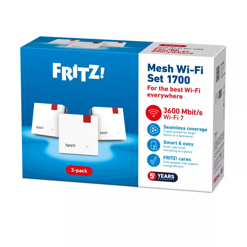Mesh Set wireless FRITZ 1700 confezione da 3, bianco, antenne interne