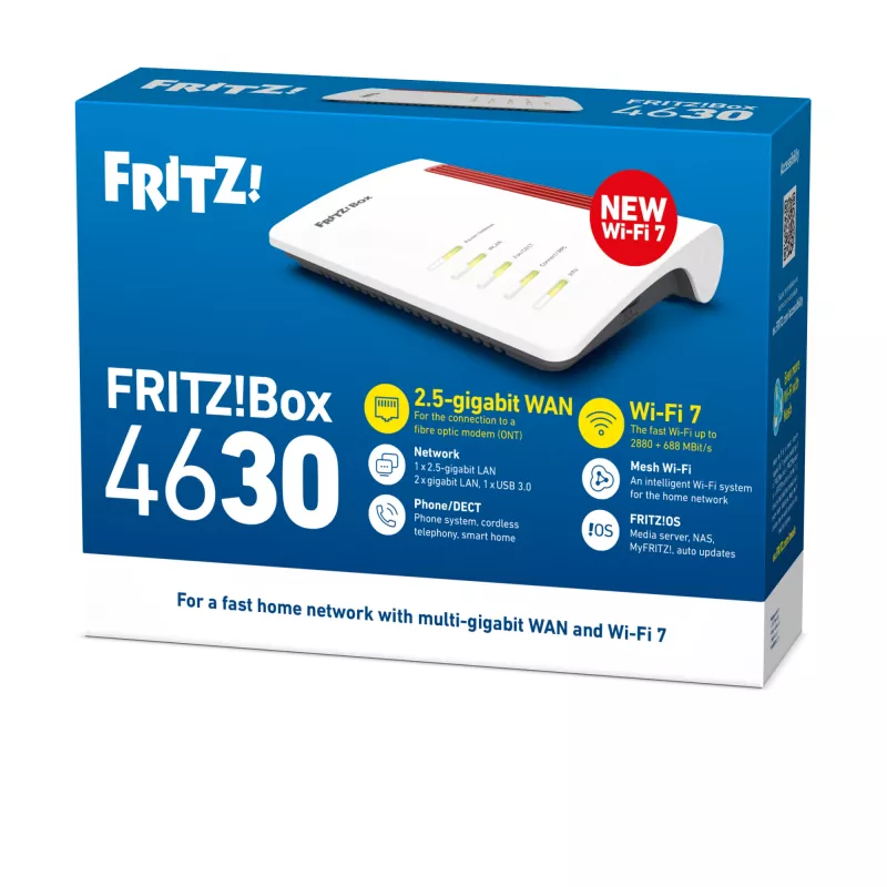 Box FRITZ 4630 International router wireless 2.5 Gigabit Ethernet dual band (2.4 GHz / 5 GHz) bianco