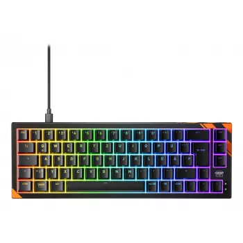 Tastiera gaming meccanica Cherry K5 Pro TMR compatta – layout 65%, QWERTZ, illuminazione RGB, cavo USB, cavo 2 m, nero/arancione