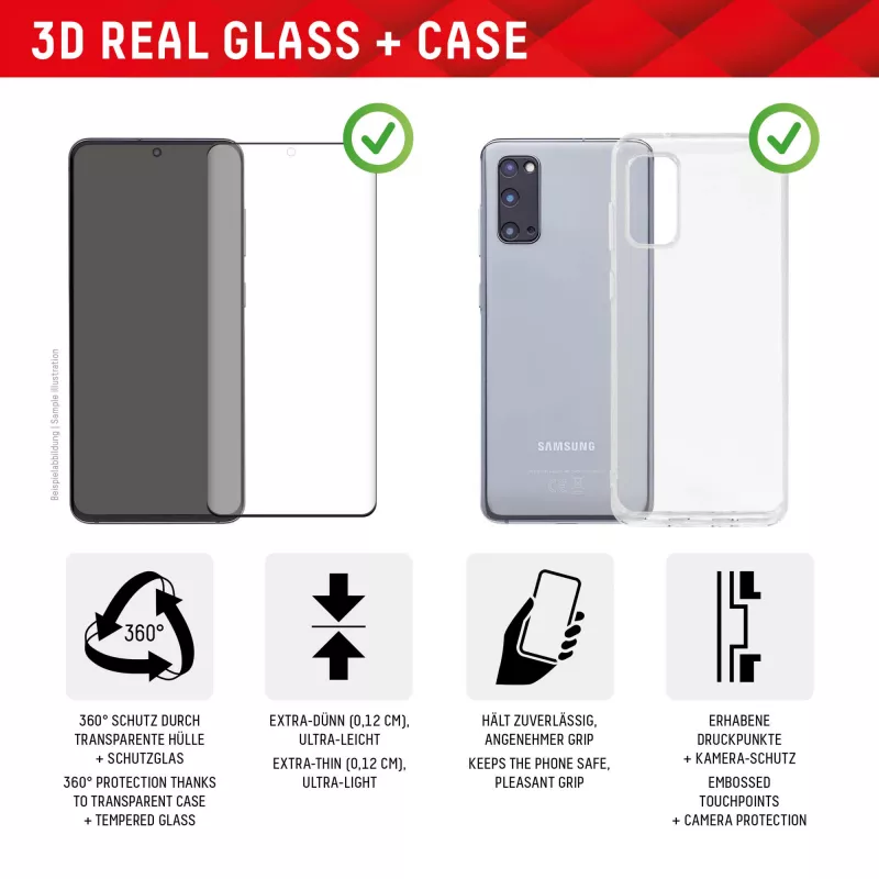 Displex protezione display + cover per Samsung Galaxy S23 Ultra, cornice di montaggio Eco, copertura totale