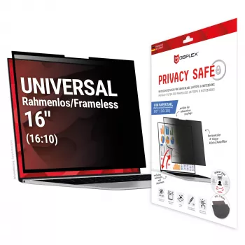 Displex PRIVACY SAFE filtro privacy rimovibile a 2 vie per laptop/notebook (senza cornice/frameless) 16