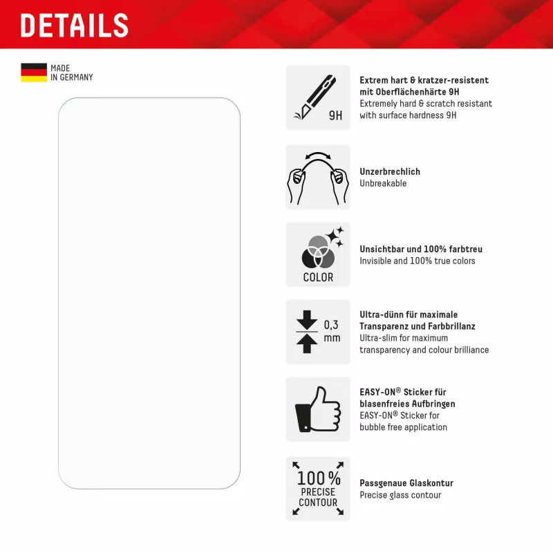 Displex Smart Glass (9H) per Samsung Galaxy A36, adesivo di montaggio, infrangibile