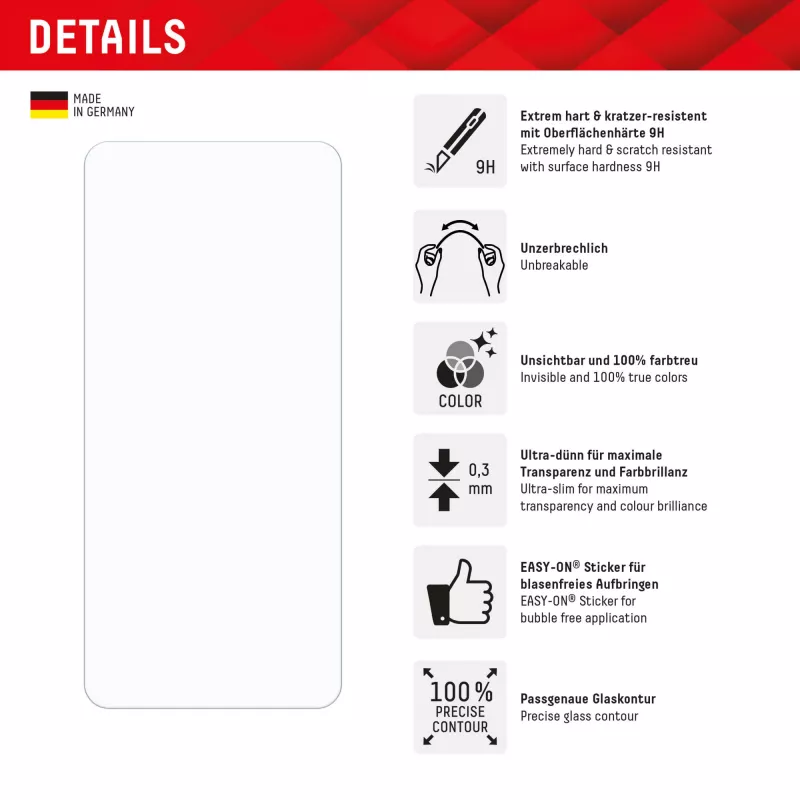 Displex Smart Glass (9H) per Xiaomi Redmi Note 14, adesivo di montaggio, infrangibile