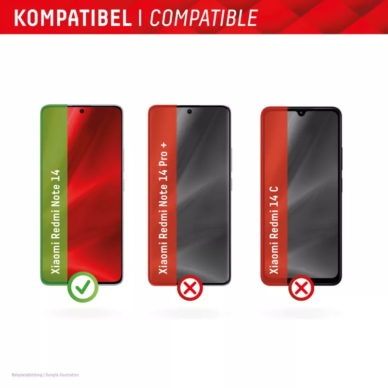 Displex Smart Glass (9H) per Xiaomi Redmi Note 14, adesivo di montaggio, infrangibile