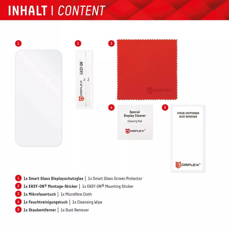 Displex Smart Glass (9H) per Xiaomi Redmi Note 14, adesivo di montaggio, infrangibile