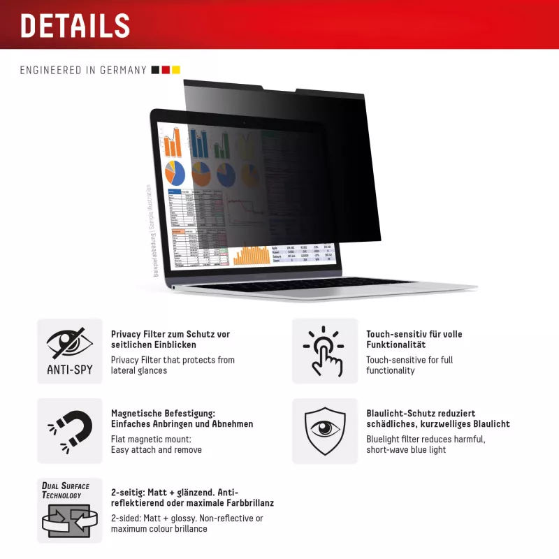 Displex PRIVACY SAFE filtro privacy magnetico a 2 vie Surface Laptop Studio 2 14,4 pollici