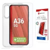 Pellicola protettiva display in vetro temperato + cover per Samsung Galaxy A36 di e.v.i., cornice di montaggio Eco, antigraffio, trasparente