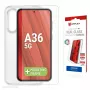 Pellicola protettiva display in vetro temperato + cover per Samsung Galaxy A36 di e.v.i., cornice di montaggio Eco, antigraffio, trasparente