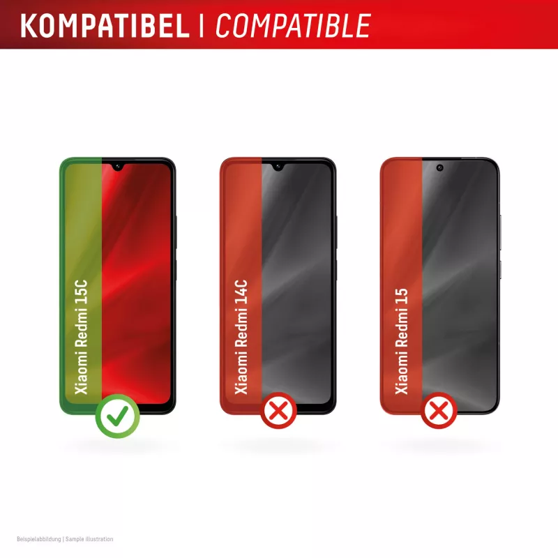 e.v.i. DISPLEX Smart Glass per Xiaomi Redmi 15C — pellicola in vetro temperato, modello 02198