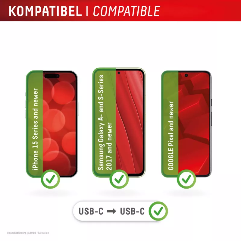 Displex caricabatterie di emergenza phone-to-phone, USB-C a USB-C, connettore mini + cavo flessibile, set compatto da 2