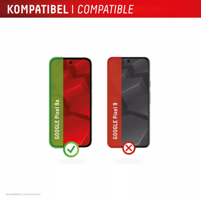 Displex vetro protettivo display + custodia per Google Pixel 9a — vetro temperato, cornice di montaggio Eco, trasparente, antigraffio