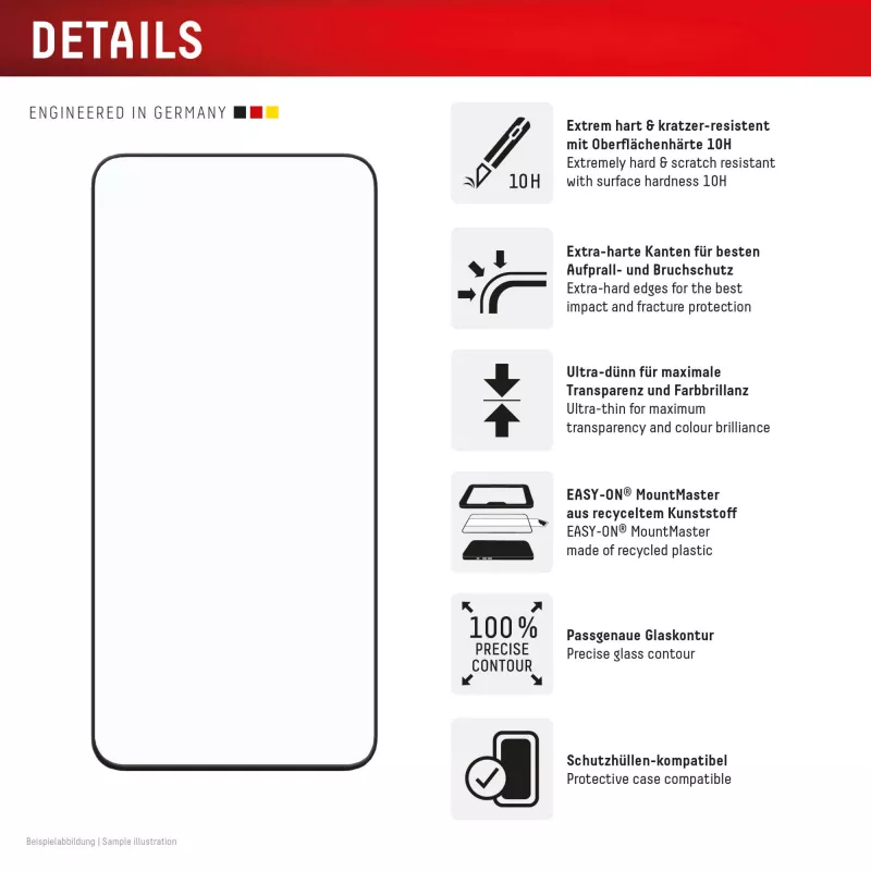 Displex pellicola protettiva display Premium (copertura totale, 10H) per Samsung A57, copertura totale