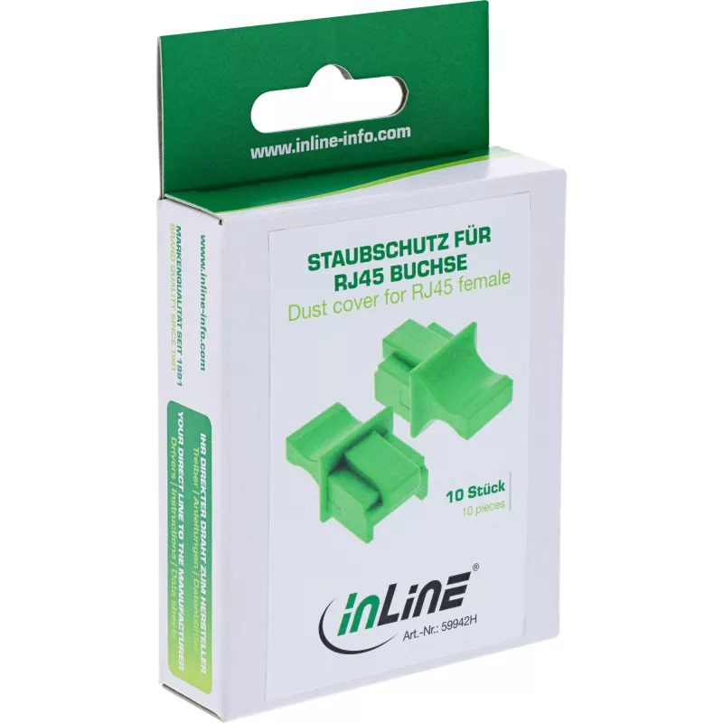 InLine tappo parapolvere per connettore RJ45 femmina, verde, 10 pz.