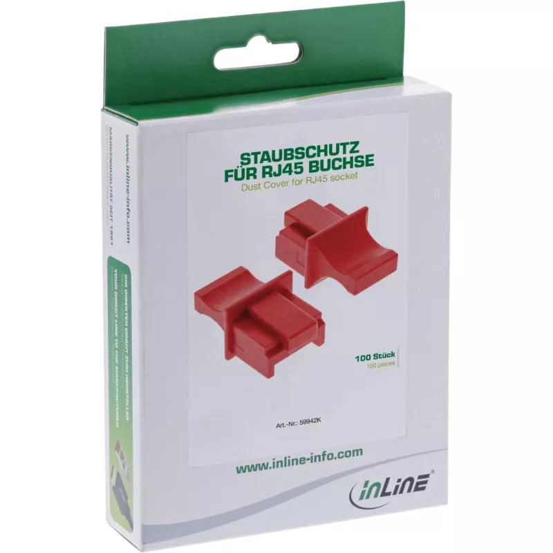 InLine tappo parapolvere per connettore RJ45 femmina, rosso, 100 pz.
