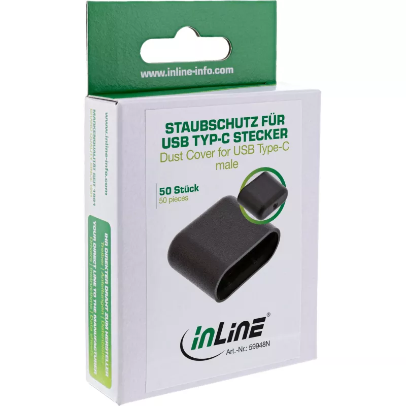 Tappo antipolvere per connettore maschio USB-C InLine 59948N nero 50 pz.