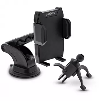 Supporto auto per smartphone InLine ONE CLICK EASY II — supporto passivo universale, nero