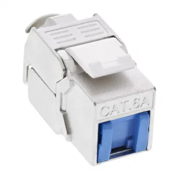 Modulo snap-in keystone jack RJ45 InLine Cat.6a, con copertura antipolvere blu