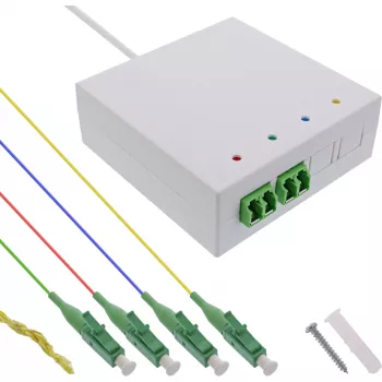 Presa di connessione FTTH InLine preassemblata 4x LC/APC 9/125µm 20 m
