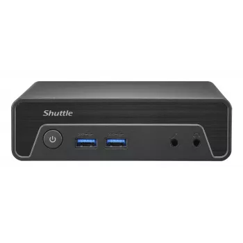 Nano PC Shuttle NE1010XA, Intel N 100, 8 GB DDR4, 250 GB M.2, 1x HDMI, 1x DP, 6x USB, 1x LAN, senza ventola, funzionamento continuo 24/7, incl. VESA