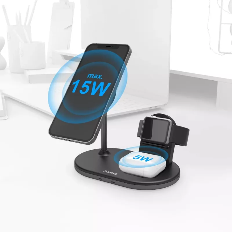 Hama MagCharge Multi headset, smartphone, orologio nero AC ricarica wireless ricarica rapida da interno