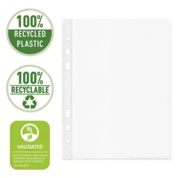 Esselte Recycle Pocket A5, 150 x 210 mm (A5), trasparente, polipropilene (PP), orizzontale/verticale, apertura superiore, 0,07 mm
