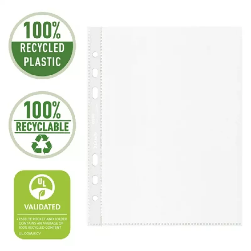 Esselte Recycle Pocket A5, 150 x 210 mm (A5), trasparente, polipropilene (PP), orizzontale/verticale, apertura superiore, 0,07 mm
